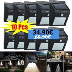 Соларна лампа 30 LED 10 броя за стена с датчик за движение