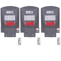3 броя Външна Соларна LED лампа с датчик за движение и дистанционно 30W