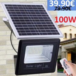 Соларна лампа 100W, мощен LED прожектор с отделен панел