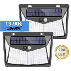 Соларна лампа 208 LED 2 броя водоустойчива градинска лампа