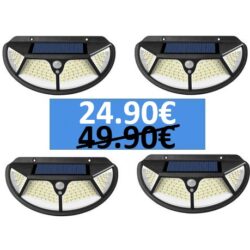 Соларна лампа 102 LED 4 броя с 3 странна осветеност