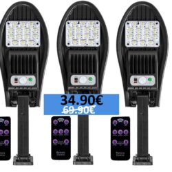 Соларна лампа 100W ЕК-026A 3 броя със стойка и дистанционно