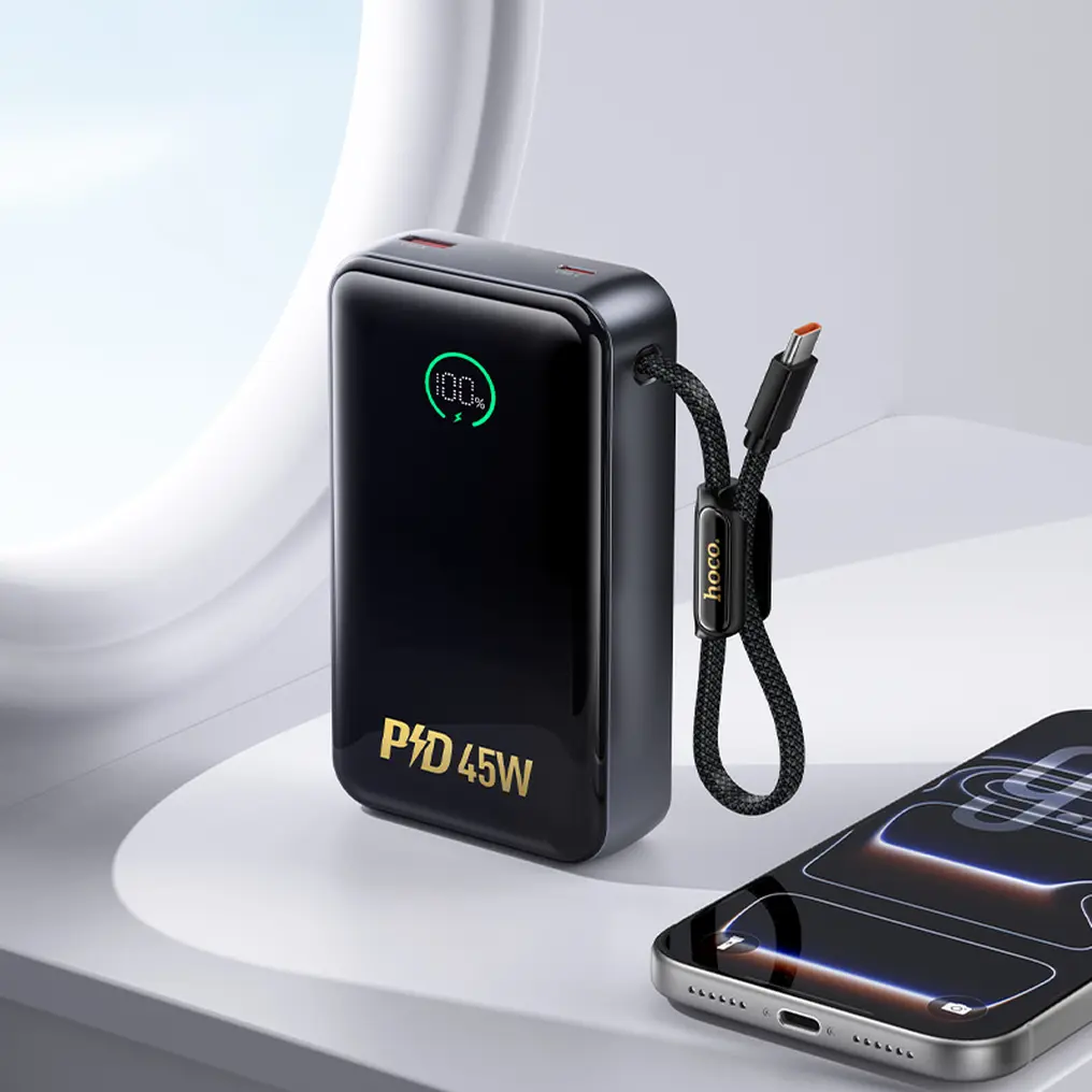Преносима батерия MagSafe 20000 mAh 45W Hoco Q54, черна 6 Преносима батерия MagSafe 20000 mAh 45W Hoco Q54, черна - Image 4