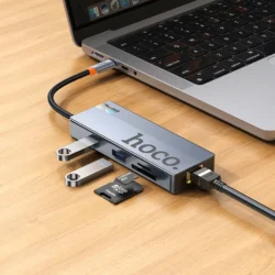Alternative view of USB хъб Hoco HB52 Адаптер 8в1 (HDTV+RJ45+SD/TF+PD+Type-C 3.0+USB 3.0 x 2) USB-C